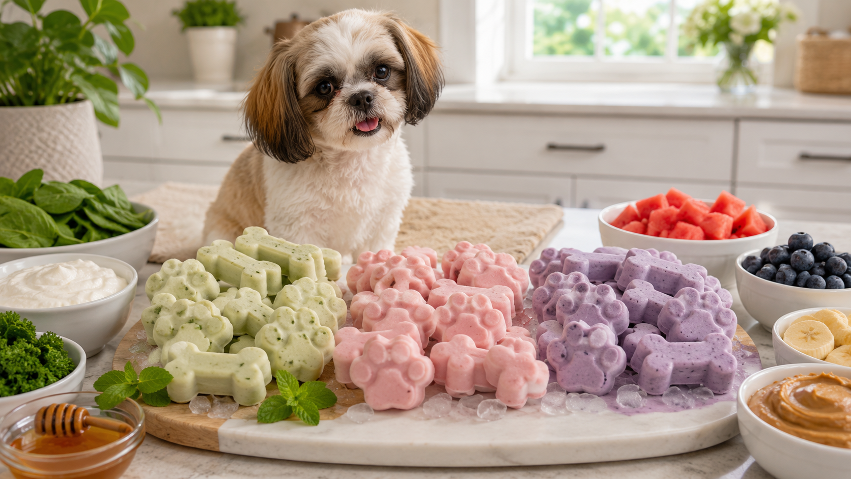 Frozen Dog Treat Trio: Mint, Watermelon & Blueberry